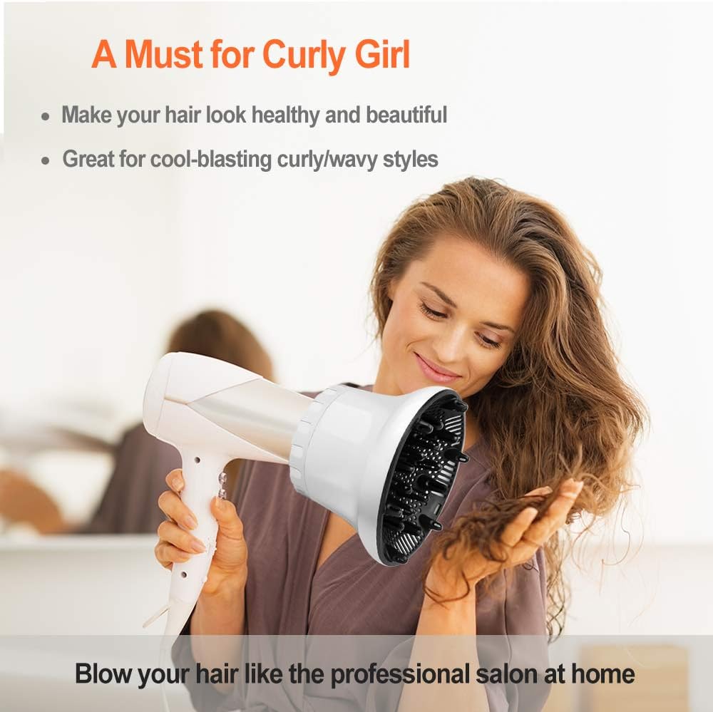 Universal Hair Diffuser, Hair Dryer Diffuser Attachment for Curly and Natural Wavy Hair, Professional Blow Dryer Diffuser, Adjustable from 1.4 Inch to 2.6 Inch