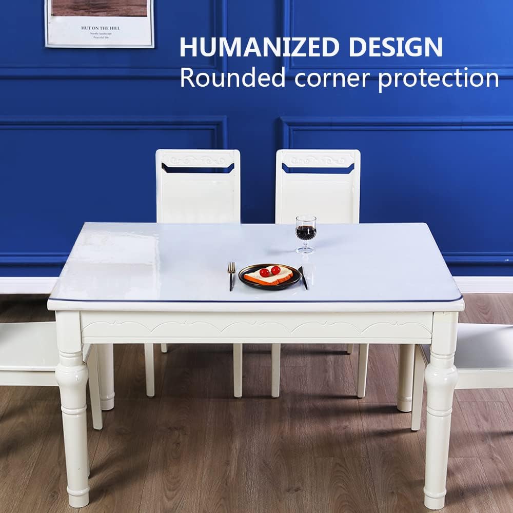 Thick Vinyl Clear Table Cover PVC Mat Pad Plastic Tablecloth 42x64 in Dining Living Room Party Table Top Protector Heavy Duty Easy Clean