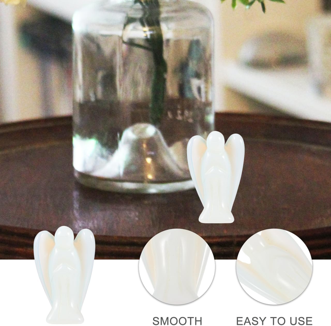LALAFINA 4pcs Angel Crystal Statue Cute Guardian Angel Angel Figurines Healing Crystal Decor Gemstone Carved Pocket Decor for Easter Decor Home Witchcraft Supplies