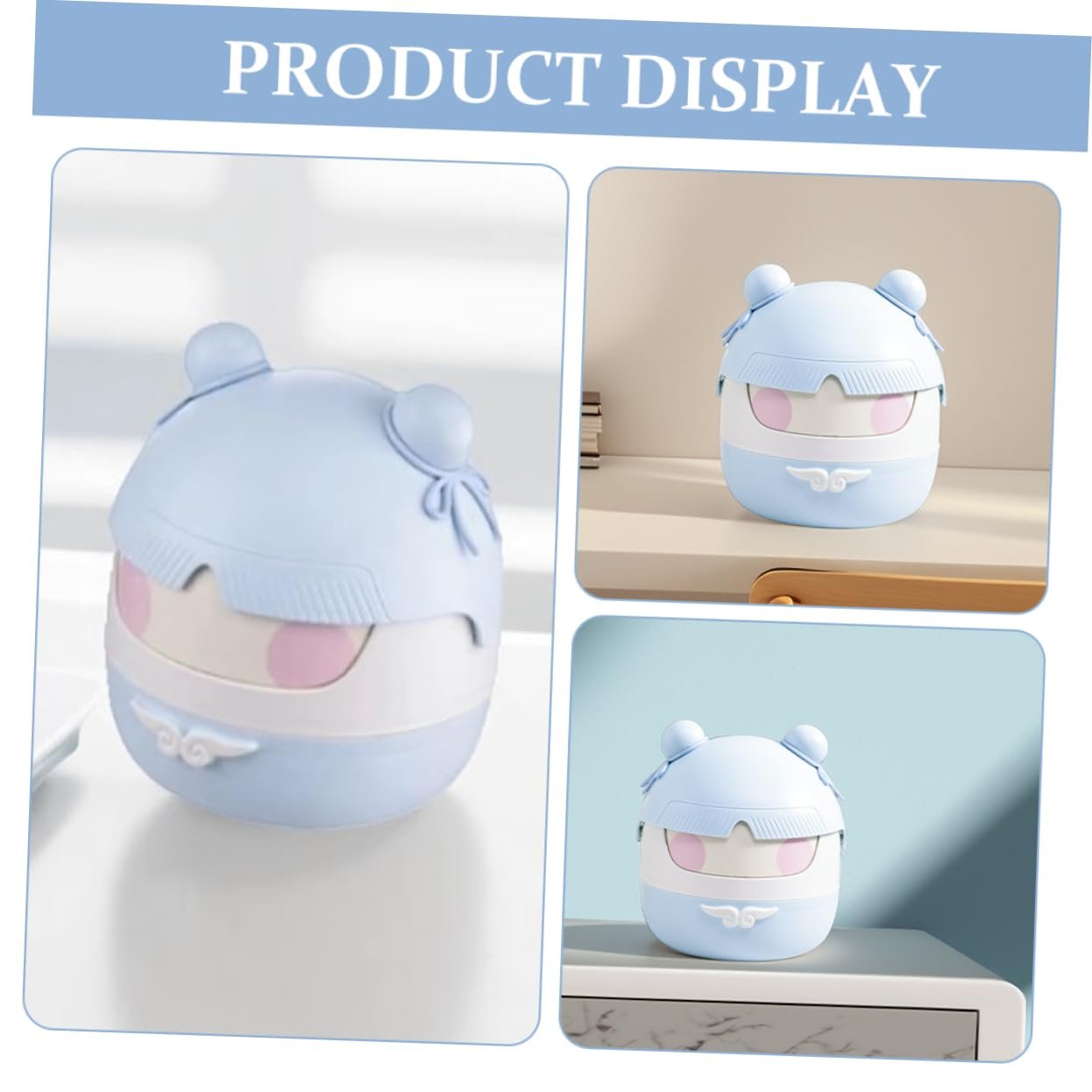 DOITOOL Cute Cartoon Trash Can with Flip Lid Compact Waste Basket for Desk Space Efficient Rubbish Bin for Office Study Smell Management Small Trash Can