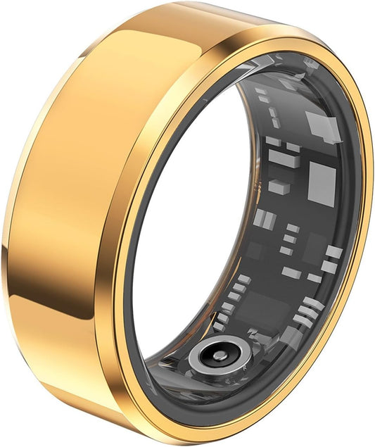 BiiKoon Smart Ring Health Rings For Donne E Uomini Fitness Tracker Ring Wearable Tech Rings IP68 Impermeabile Health Tracker For Il Monitoraggio In Tempo Reale Della Frequenza Cardiaca(Gold,10)