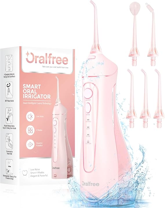 Oralfree Water flosser Teeth Picks - Dental Braces Cordless Oral Irrigator Portable Rechargeable Travel Irrigation Cleaner IPX7 Waterproof Electric Professional Flossing Teeth Cleaning for Home