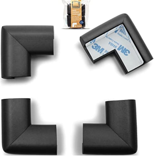 Roving Cove¨ 4-Piece EXTRA PURE, EXTRA DENSE"Safe Corner™ Cushion" - VALUE PACK - ONYX; Premium Childproofing Corner Guard - Child Safety Home Safety Furniture and Table Edge Corner Protectors