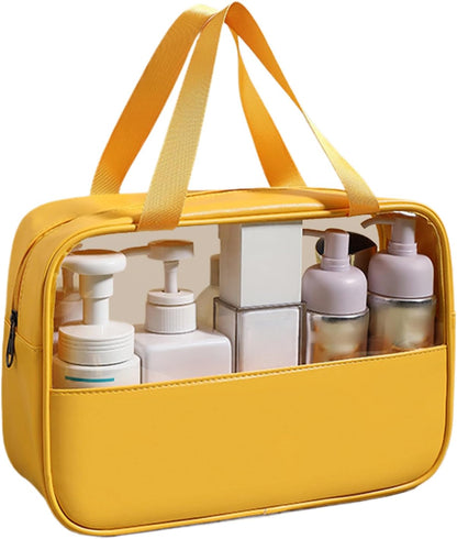 Travel Cosmetic Bag, Large Capacity Toiletry Organizer, Waterproof Bathroom Storage Pouch Men Women, Lightweight Makeup and Accessories Holder for Travel, 30 x 21.5 x 10 cm, yellow, Please refer to
