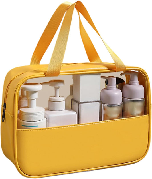 Travel Cosmetic Bag, Large Capacity Toiletry Organizer, Waterproof Bathroom Storage Pouch Men Women, Lightweight Makeup and Accessories Holder for Travel, 30 x 21.5 x 10 cm, yellow, Please refer to