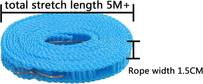 Aeixlum - (5M) Clothesline, Windproof Clothes Drying Rope, Portable Travel Clothesline, Adjustable for Indoor Outdoor Laundry Clothesline, Nylon Clothes Rope, Hanger for Camping Travel Home