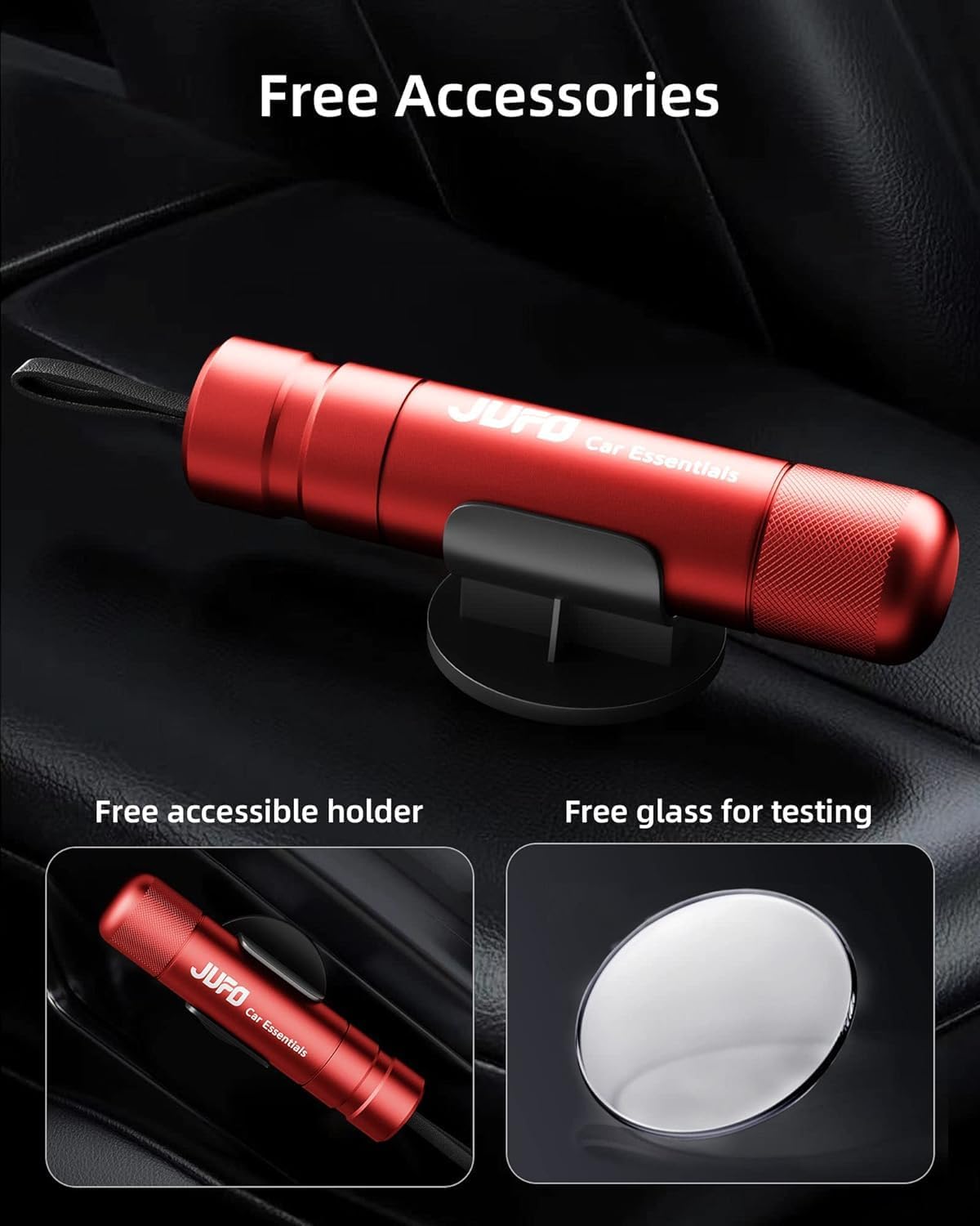 JUFO 3 Pack Car Escape Tool with Seat Belt Cutter Quick Emergency Window Breaker Escape Safety Hammer (Red *2+Black)