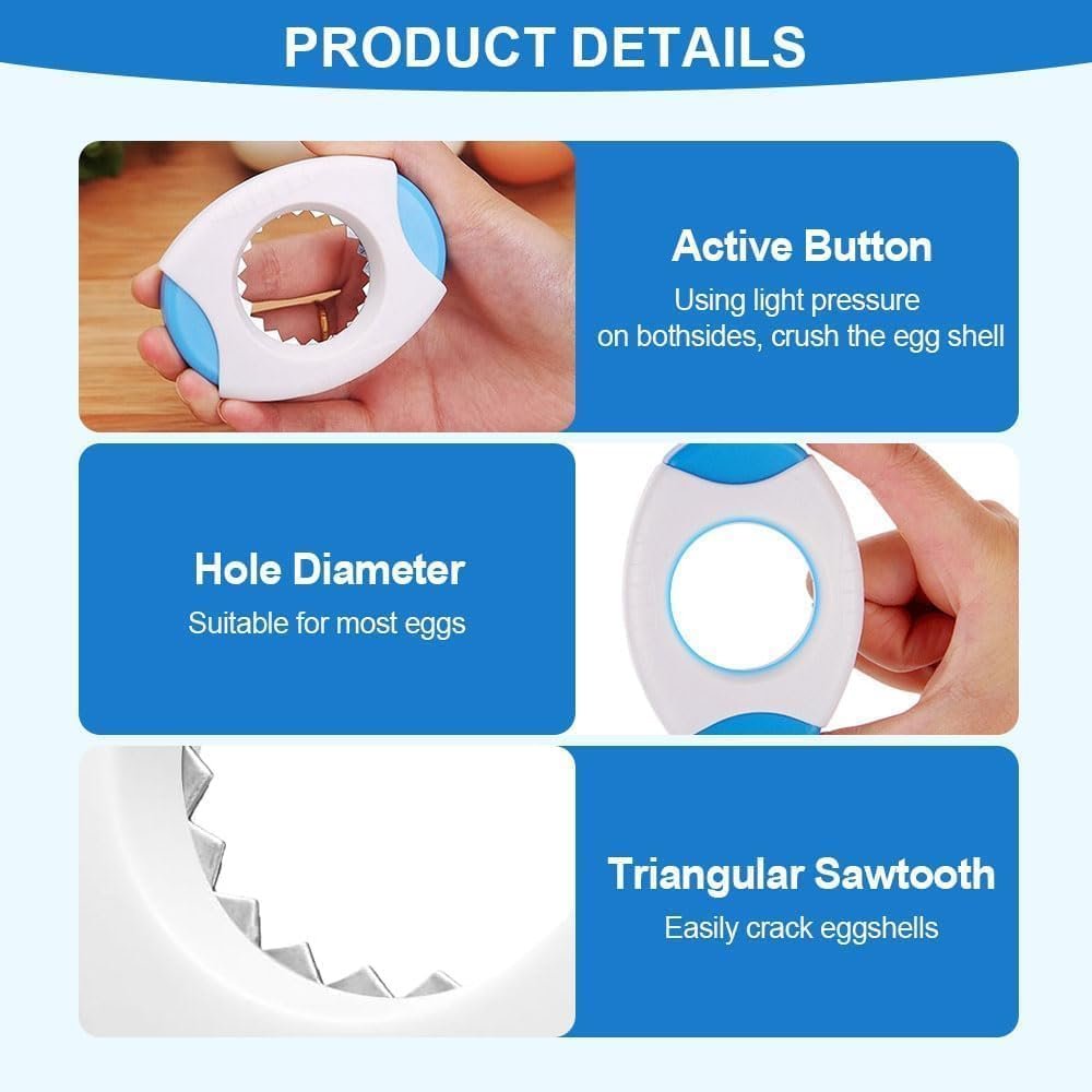 Blue Egg Shell Opener, Upgrade Egg Shell Cutter for Boiled Eggs Topper, Kitchen Gadgets Tools Egg Peeler for Quickly Cutting Off The Tops of Cooked Eggs