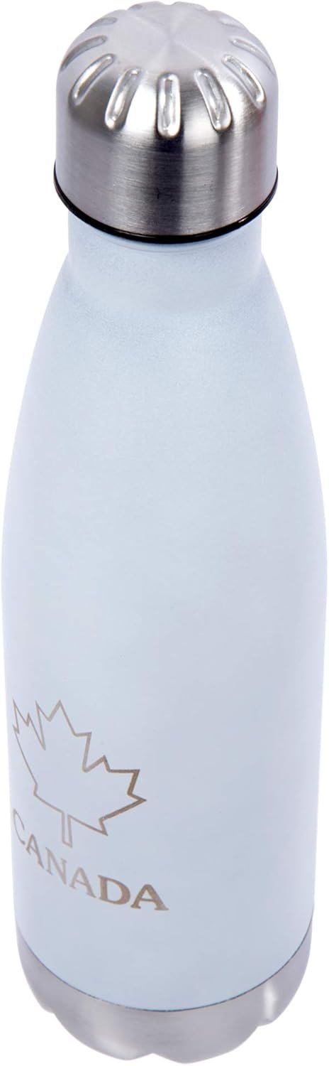 PURE Insulated Water Bottle, 500ml, White - Canada Classic Stainless Steel Metal Vacuum Thermal Leak Proof Water Bottles for Sports, Travel, Home and Office
