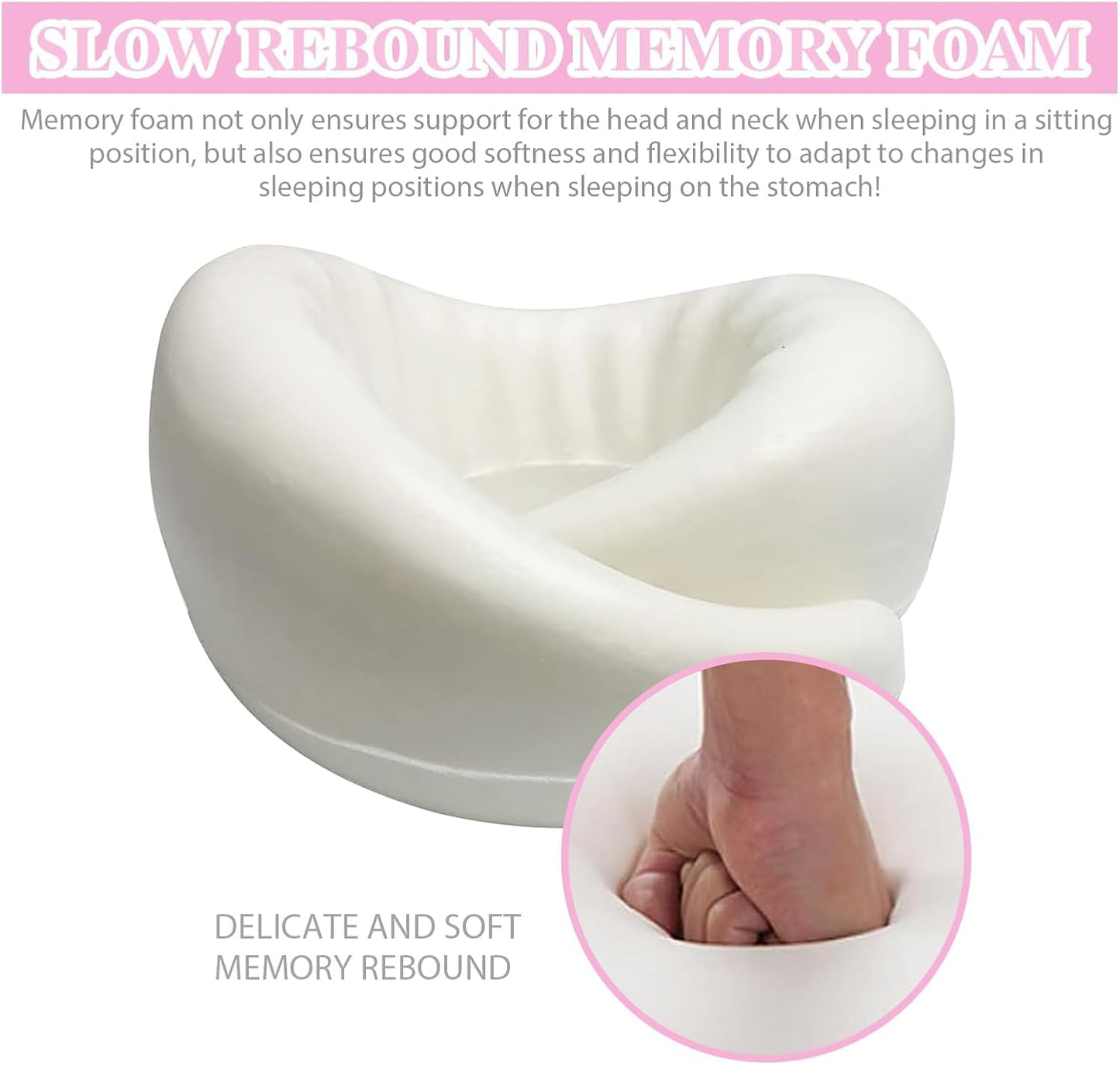 Neck Pillow Travel Pillows 100% Pure Memory Foam Neck Pillow, Comfortable & Breathable Cover, Airplane Travel Kit with 3D Contoured Eye Masks, Earplugs, for Airplane, Cars, Office Pillow (Pink)