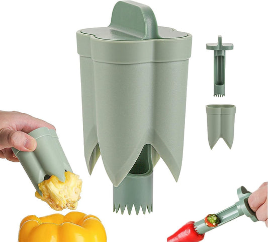 Cozioz Upgraded 2-in-1 Bell Pepper Corer, Fruit and Vegetable Seed Remover, Jalapeno Pepper Quick Corer and Caver Tool, Essential Kitchen Gadget (1 Pack)