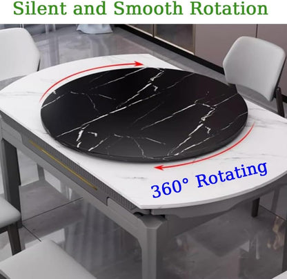 SKSPGPKTACA 20" 30" 36" 40" 50" Large Rotating Serving Tray Wooden Turntable for Dining Table, Table Top Lazy Susan Turntable, Round Rotating Tray Easy to Share Food(Black Marble,60cm/24in)