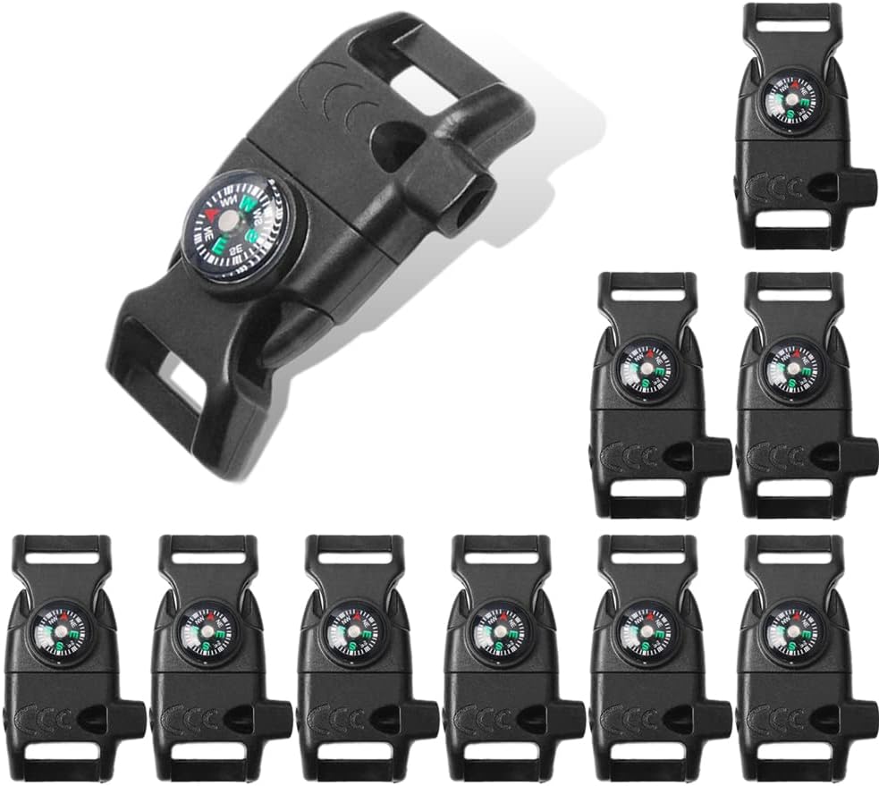Paracord Buckles, Compass Buckle for Bracelets Clasp Clip Outdoor Camping Emergency Survival Travel Accessories