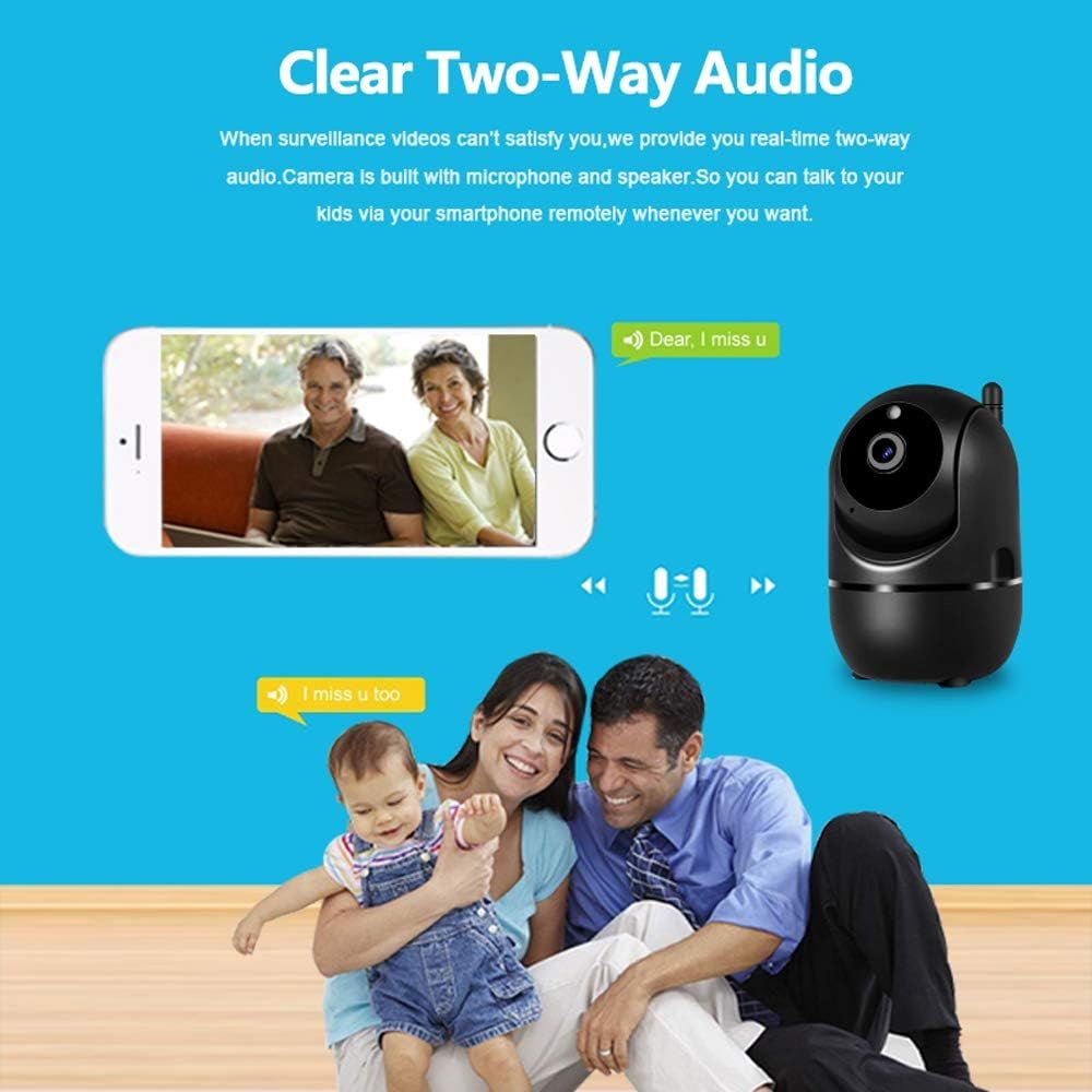 YUNSYE Security Camera, Indoor WiFi Camera,WiFi Home Camera Pet Camera,Baby/Dog/Cat/Pet Camera with App, Indoor Security Camera 1080P, Night Vision 2-Way Audio Motion Sound Detection Works (Black)