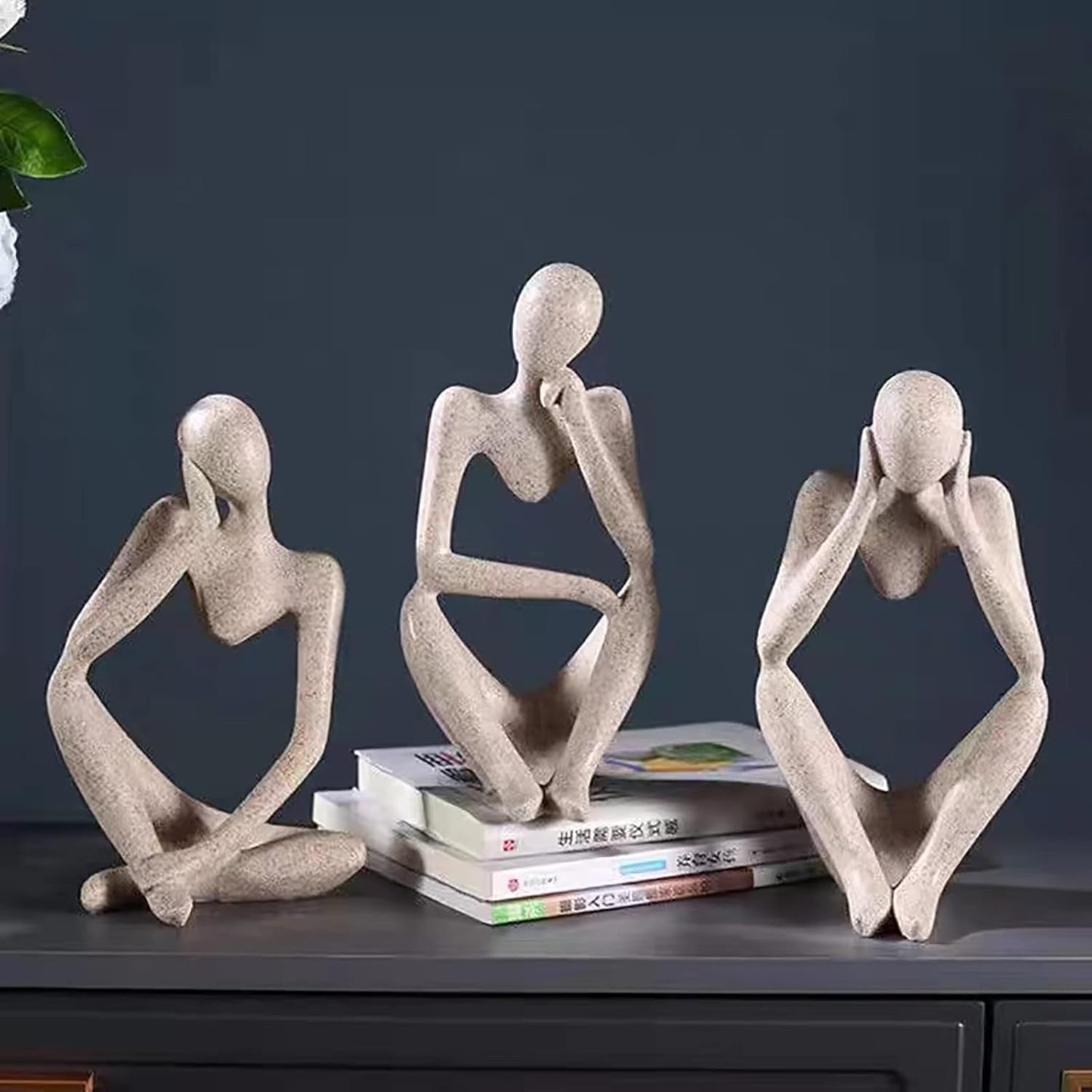 zyxqq Thinker Sculptures Home Decor, Resin Thinker Statue Set of 3 Abstract Art Sculpture Modern Thinker Collectible Figurines for Bookshelf Desktop Office Shelf Figurine Decoration