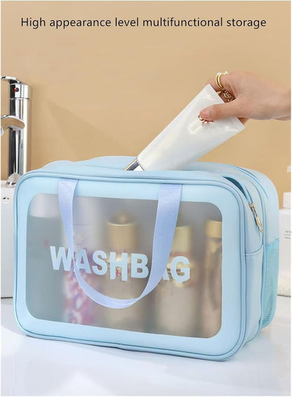 Travel Toiletry Bag, Thickened Portable Waterproof Drainage, PVC Toiletry and Makeup Bag, Matte Translucent Men and Women Convenient Handle Storage