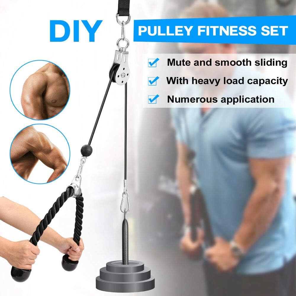 OWEITE Fitness DIY Pulley Cable Machine Attachment System with Pin Lifting Arm, Biceps Pulley System for Home Gym