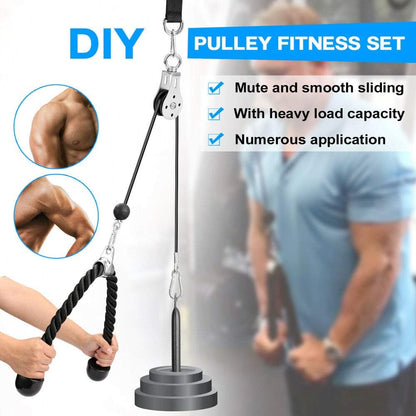 OWEITE Fitness DIY Pulley Cable Machine Attachment System with Pin Lifting Arm, Biceps Pulley System for Home Gym