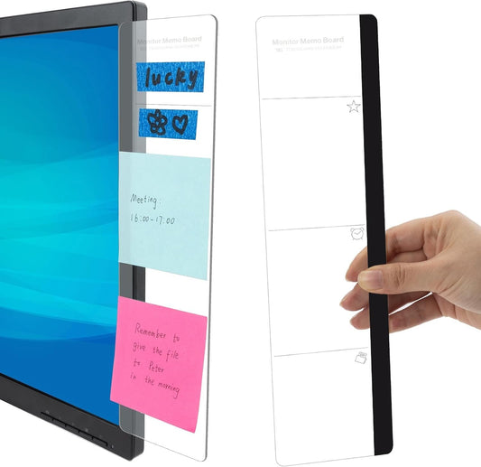 Office Desk Accessories 2pcs Computer Monitor Memo Board Message Board Transparent Acrylic Side Panel Sticky Note Board Left and Right Computer Note Board Suitable for Women Work Form Home Office