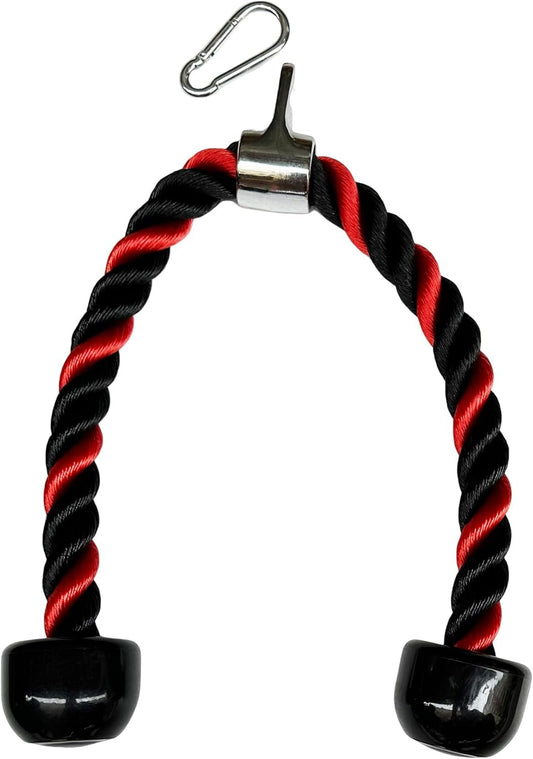 Deluxe Tricep Rope Pull Down - 27 INCH Rope Length, Easy to Grip & Non Slip Cable Attachment