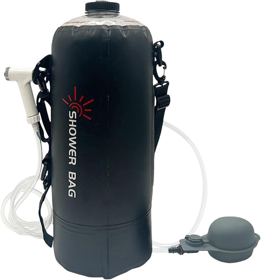 Camping Shower Bag, Foldable Portable Camp Shower Bag, 12L Solar Heating Tool Kit with Removable Hose & Showerhead, Hiking Gear for Beach Trips, Swimming, Travel, Outdoor Use