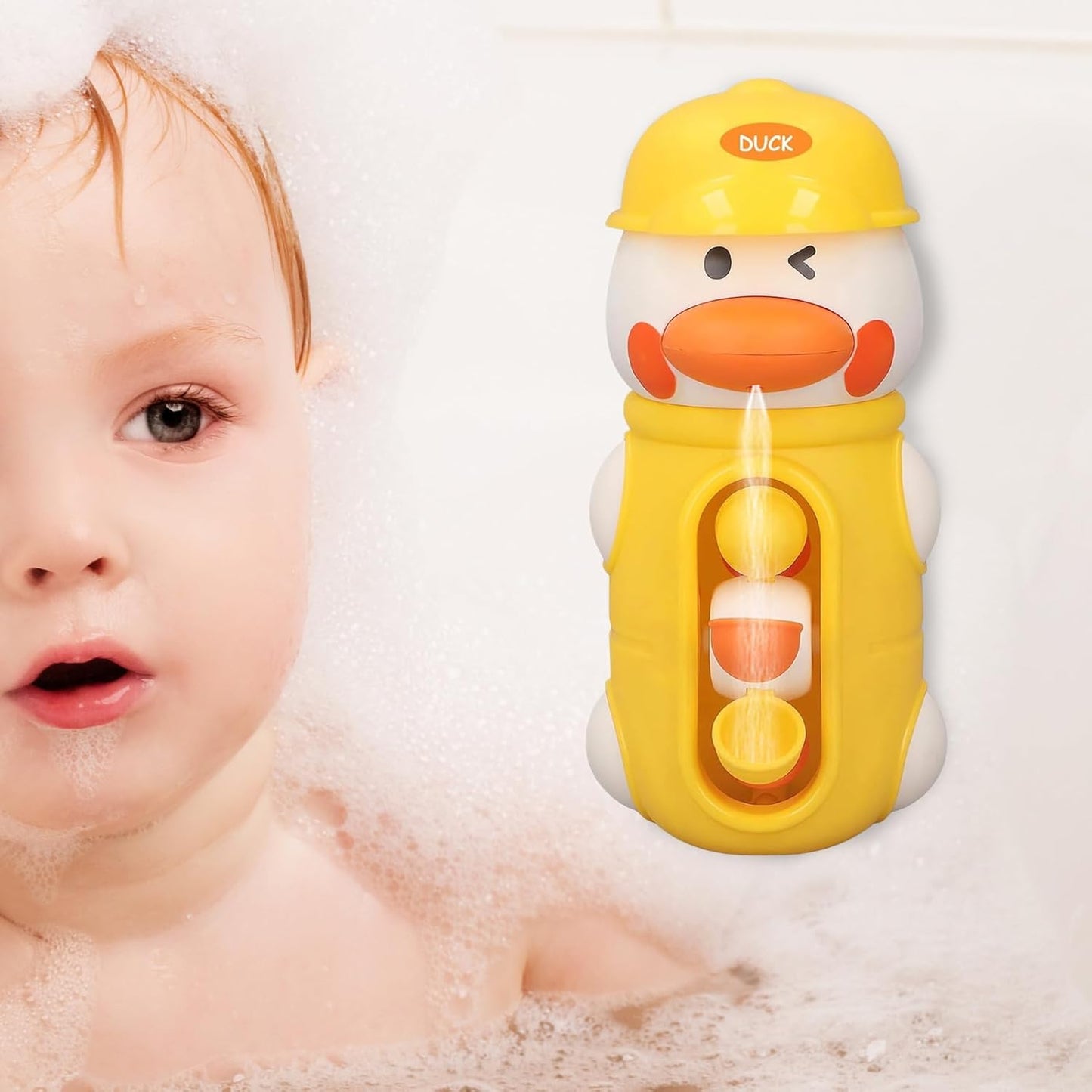 Bath Toys Kids, Duck Shaped Water Play, Rotatable Waterwheel Game, Sensory Shower Fun, 6.46x3.54 Inches, Interactive Activity for Ages 2-4, Boys, Girls, Birthday