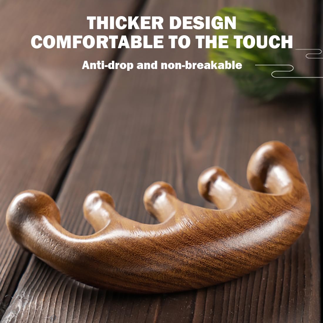 Wooden Scalp Massager - Handmade 100% Natural Green Sandalwood Wide Tooth Combs - Wood Massage Comb & Sandalwood Comb for Luxurious Hair Care