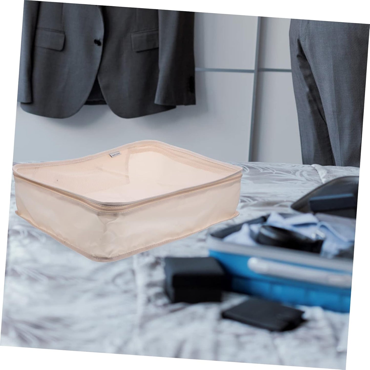 ANDRESLAD Travel Packing Cubes Storage Bags Set of Polyester Mesh Lid Space-saving for Suitcase Organization