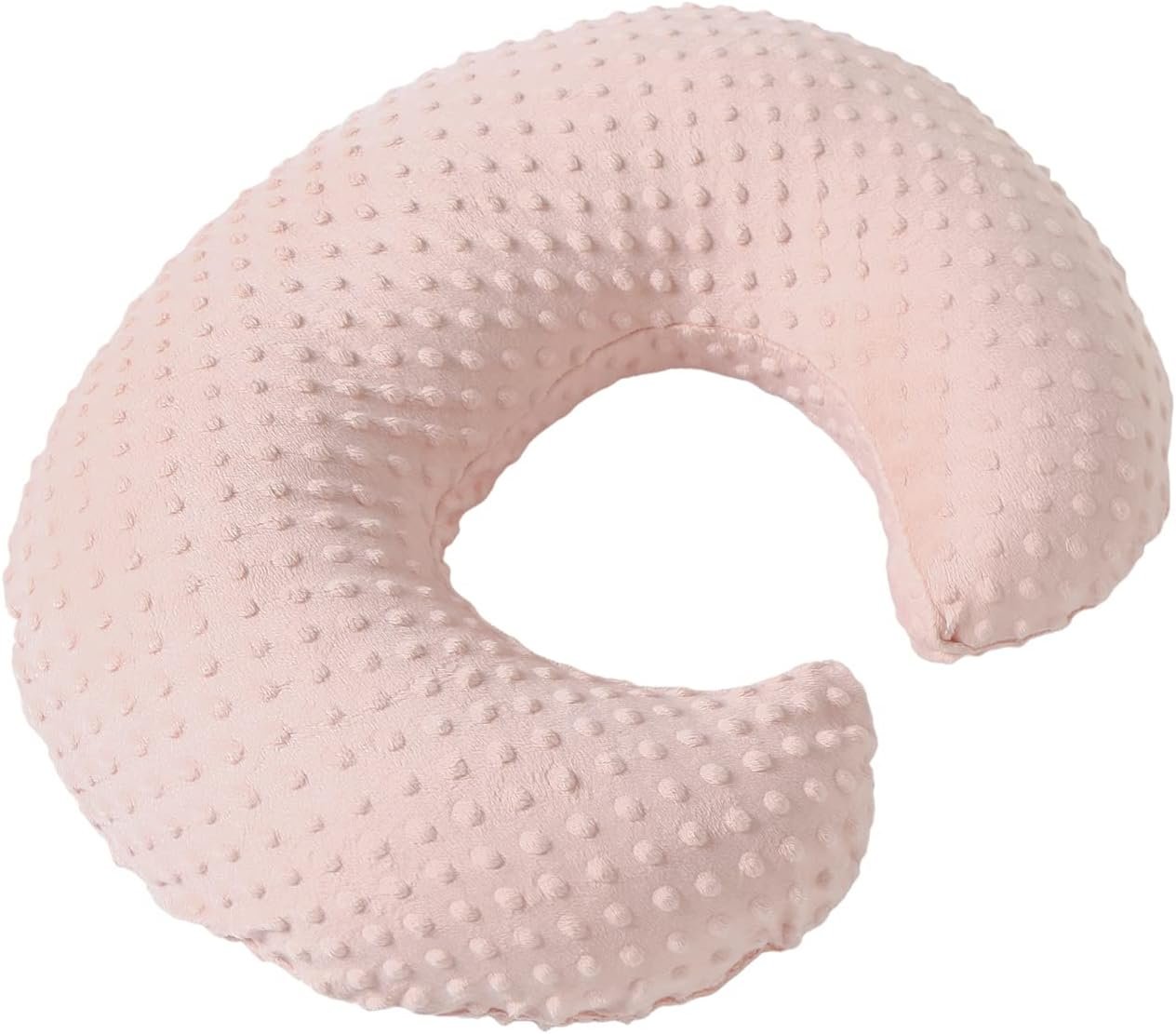 Nursing Pillow and Positioner with Cover for Breastfeeding and Bottle Feeding, Propping Baby, Tummy Time, Baby Sitting Support, Awake-Time Support (Light Pink, 22" x 17.7" x 5.9")