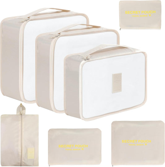 Romon Travel Suitcase Organizer, 7 Pieces Organizer Suitcase Packing Cube Set Travel Organizer for Clothes, Cosmetics, Shoes, Underwear