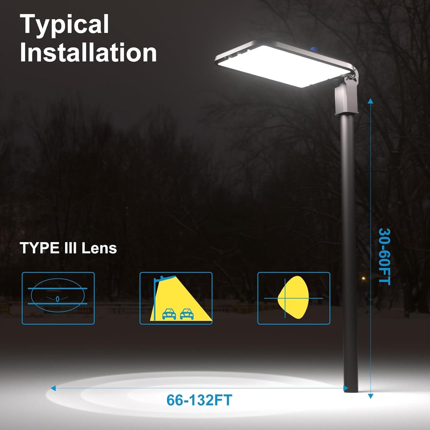2Pack 500W LED Parking Lot Lighting 75000LM(150LM/W) 5000K LED Pole Lights Outdoor Smart Photocell 6KV SPD Parking Lot Lights Outdoor Pole Mount-2Pack 7Yrs Warranty