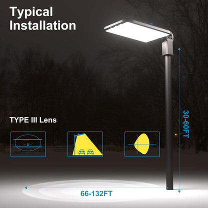 2Pack 500W LED Parking Lot Lighting 75000LM(150LM/W) 5000K LED Pole Lights Outdoor Smart Photocell 6KV SPD Parking Lot Lights Outdoor Pole Mount-2Pack 7Yrs Warranty