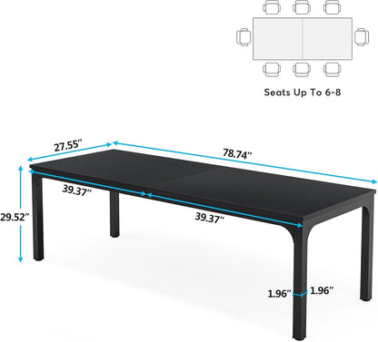 Tribesigns Dining Table for 6-8 Person, 78 inch Long Rectangular Kitchen Dining Table for Living Room and Dining Room, 78.7 x 27.5 x 29.5 Inches(Only Table)