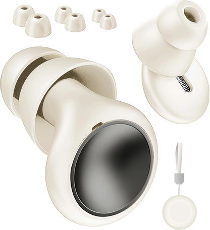 Ear Plugs for Sleeping Noise Cancelling with Double Tips, Noise Reduction Earplugs Silicone Concert Ear Plugs for Snoring, Travel, Concerts, Working, with 8 Eartips in S/M/L/Double Tips (White, One Size)