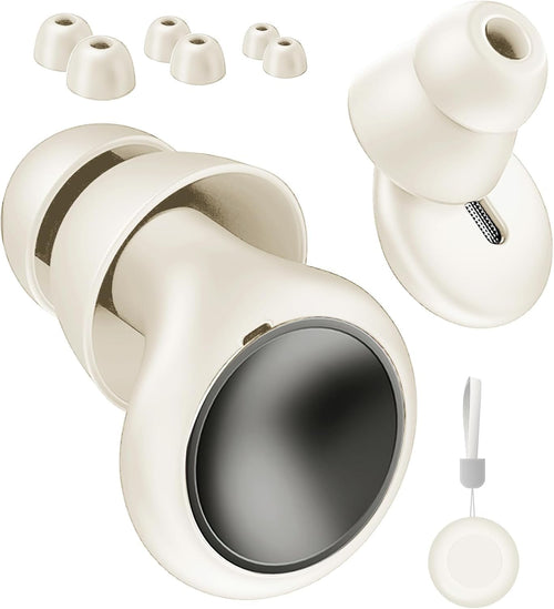 Ear Plugs for Sleeping Noise Cancelling with Double Tips, Noise Reduction Earplugs Silicone Concert Ear Plugs for Snoring, Travel, Concerts, Working, with 8 Eartips in S/M/L/Double Tips (White, One Size)