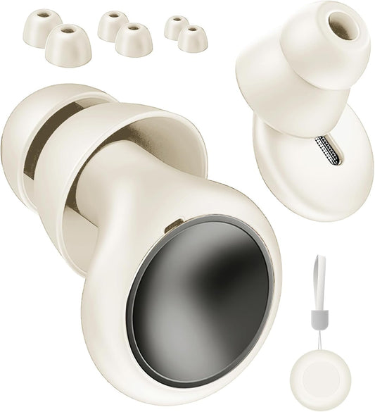 Ear Plugs for Sleeping Noise Cancelling with Double Tips, Noise Reduction Earplugs Silicone Concert Ear Plugs for Snoring, Travel, Concerts, Working, with 8 Eartips in S/M/L/Double Tips (White, One Size)