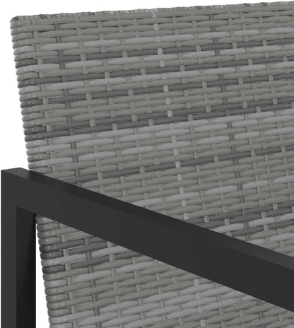 vidaXL Modern Poly Rattan Outdoor Dining Set with Cushions, Grey - Perfect for Patio or Garden, Featuring Tempered Glass Tabletop and Powder-Coated Steel Frames