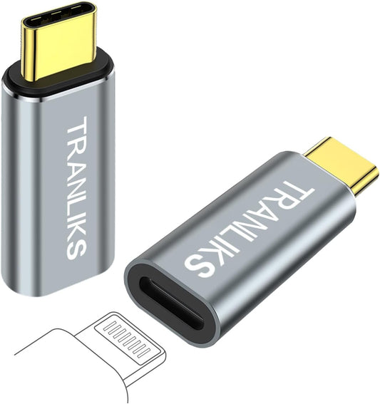 TRANLIKS for Lightning to USB C Male Adapter (2 Pack), Only Supports 60W PD Fast Charging and Data Transfer for 15/16 Series and Other Type c Devices - Grey