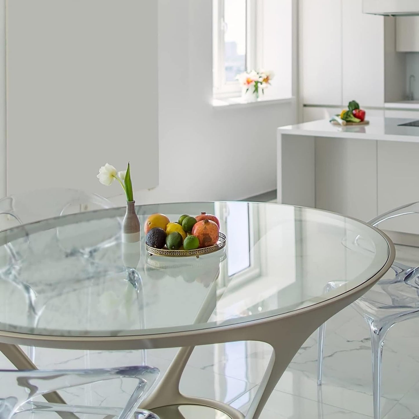 Tempered Glass Table Top, Glass Table Top, Beveled Polished Edge, Tempered Glass, 36" Round, Dining Table, Coffee Table, Office Desk, Dining Table(42CM(16.5IN))