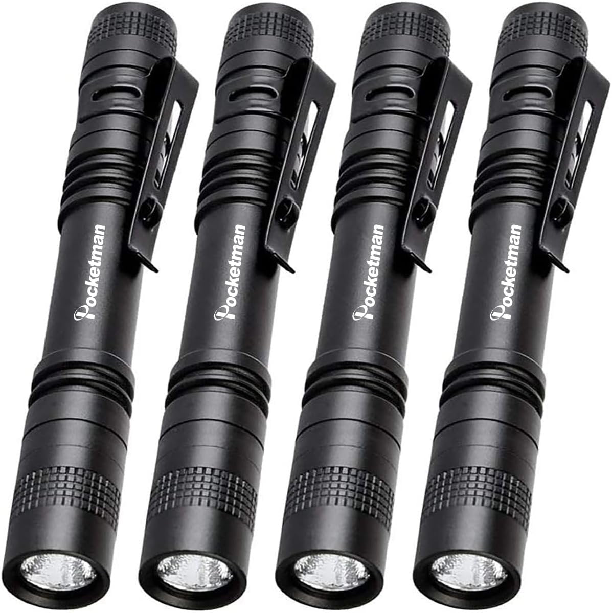POCKETMAN 4 Pack LED Penlight Flashlight Tactical Torch with Clip(13.3 cm, Battery not Include)