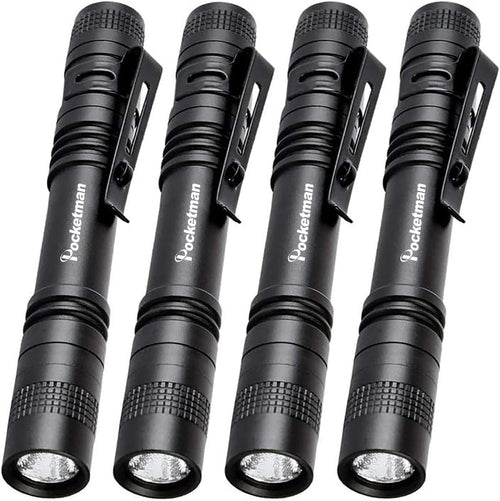 POCKETMAN 4 Pack LED Penlight Flashlight Tactical Torch with Clip(13.3 cm, Battery not Include)