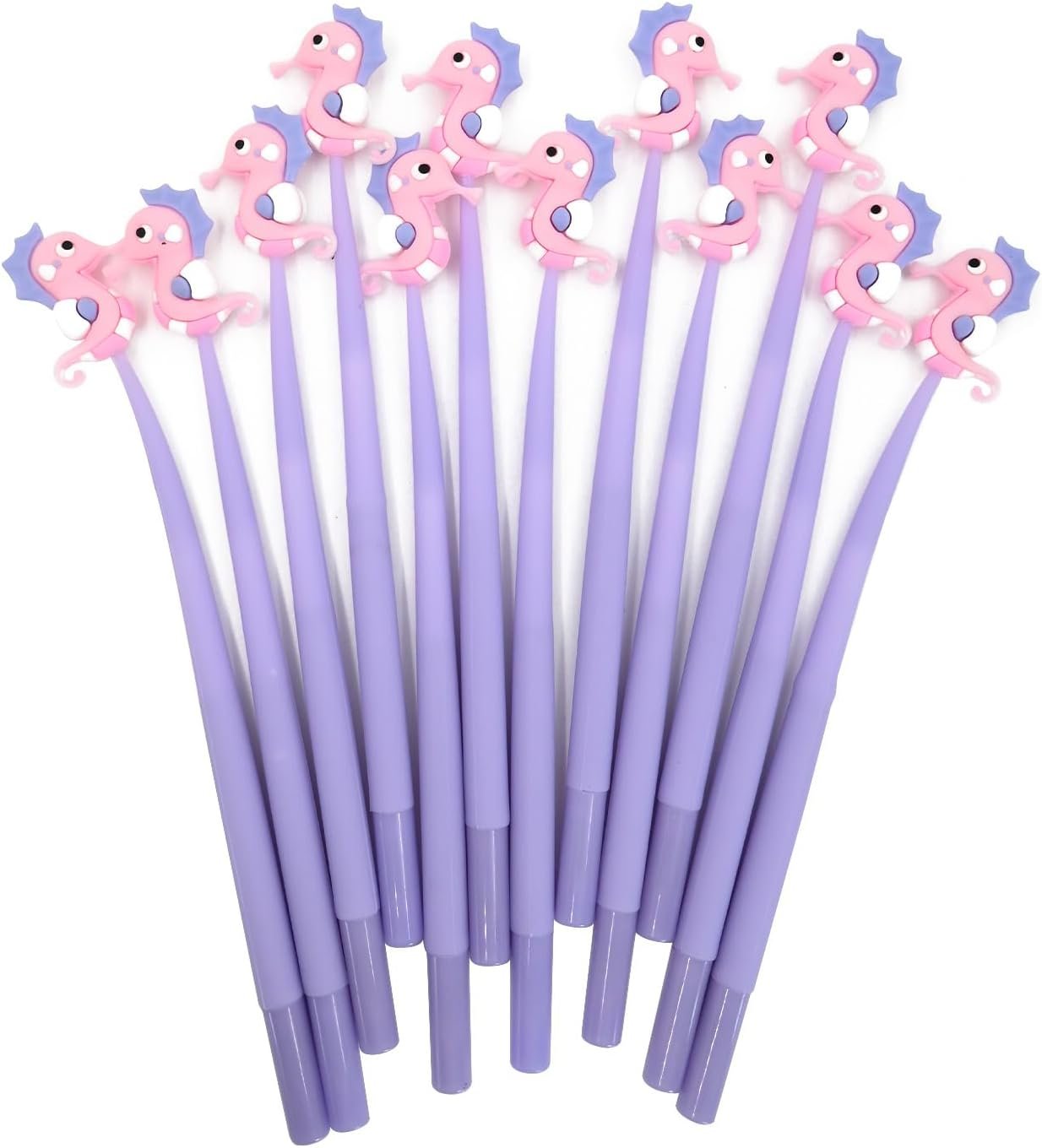 12 PCS Cute Ballpoint Pens, Kawaii Gel Pen for Women Teacher Students, Funny School Stationery Office Supplies, Gifts, Animals Party Favor Gifts, 0.38 mm Black Gel Ink (Seahorse)