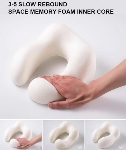 Memory Foam Neck Pillow Travel Pillow|Ergonomic Neck Support Pillow|Adjustable Clasp U Shaped Pillow|Airplane Train Car Office Travel Essential Pillows,A