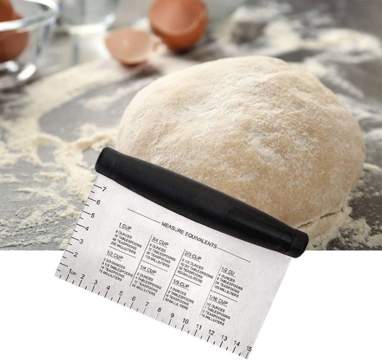 Dough Cutter for Kitchen, Stainless Steel Dough Scraper Tool with Contoured Grip, Food Scraper for Baking and Cooking