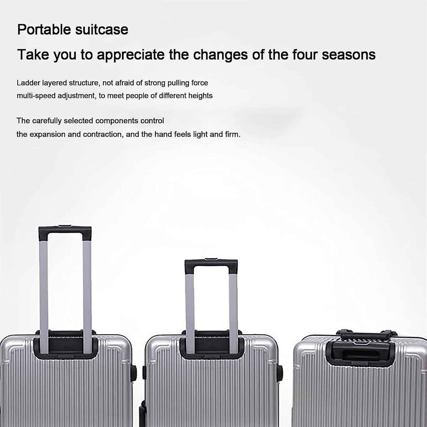 Travel and Bussiness Aluminum Frame Carry On Luggage Security Combination Lock Suitcase Adjustable Trolley Travel Luggage Suitcase (Color : Silver, Size : 20 inch)