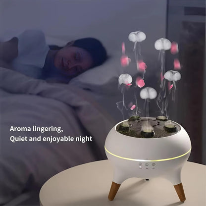 Jellyfish Essential Oil Diffuser – Volcano Mist Air Humidifier with 7 LED Colors, Remote Control & Timer, Creative Aromatherapy Diffuser for Bedroom, Office, Gifts