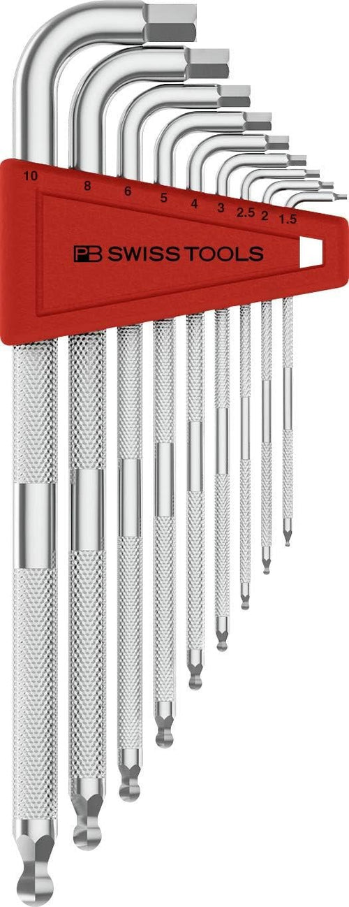 PB Swiss Safety Hex Key L Wrench 9 Pieces Set in Skin Pack with Ball Point, 1.5-10 mm