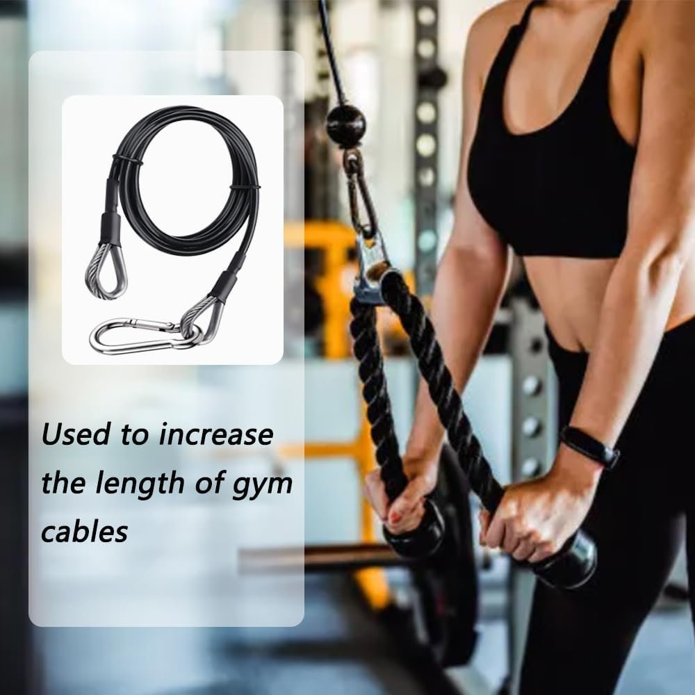 TONLOOEEL 2 Pack 39 Inch Fitness Extension Cable,Fitness Extension Rope Attachments Home Gym Cable Pulley System Fitness Cable for Tricep Pull Down and Leg Exercise Home Gym Machine Accessories