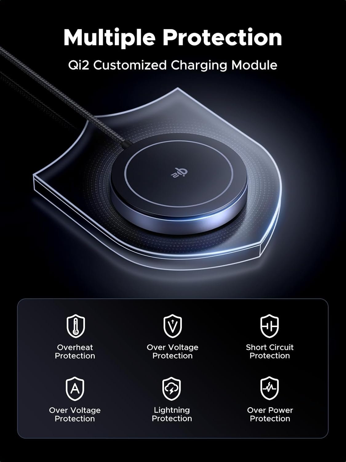 UGREEN MagFlow Qi2 15W Wireless Charging Pad, Wireless Charger MagSafe Compatible, Magsafe Charger with 1.5 m Cable, for iPhone 16/15/14/13/12 and AirPods