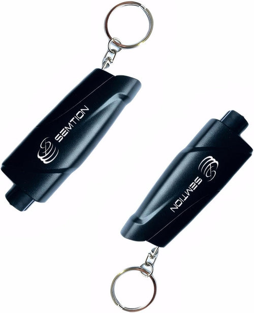 SEMTION Car Window Breaker and Seat Bbelt Cutter with Keychain Car Emergency Escape Tool kit, Pack of 2 (Black-Black)